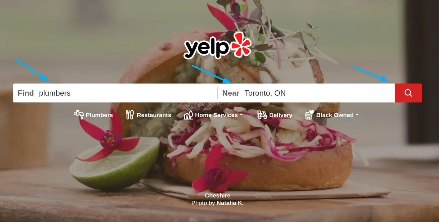 yelp.com search functionality