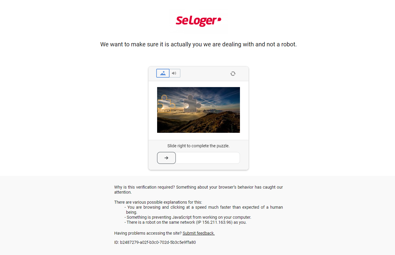 Seloger.com web scraping blocking