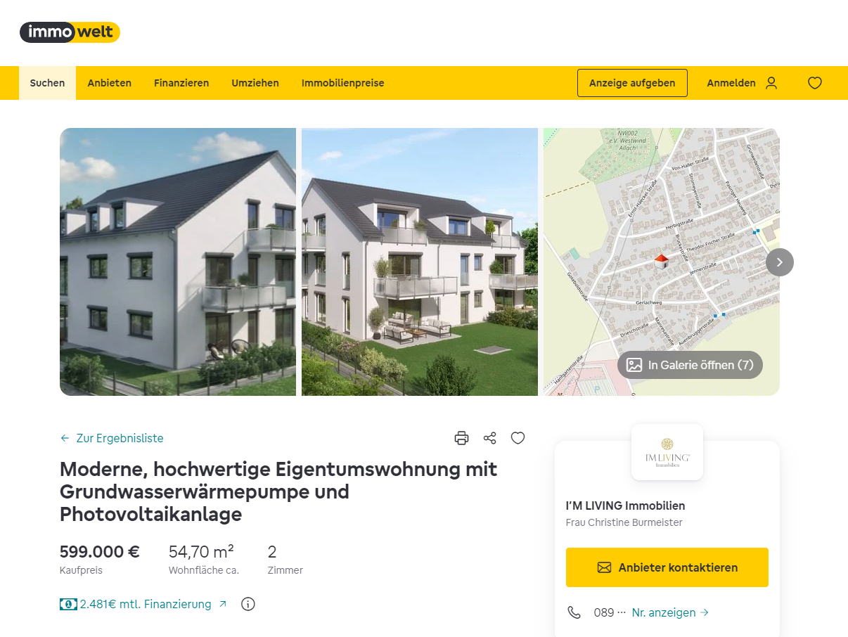 property page on immowelt.de