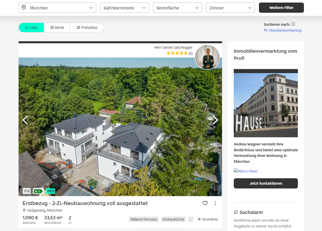 search page on immobilienscout24.de