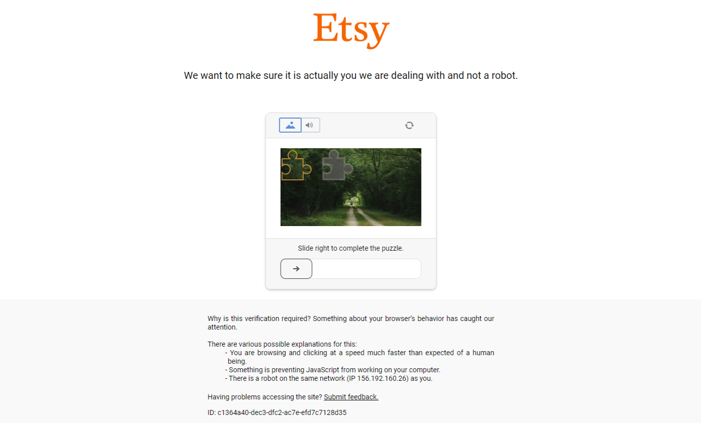 etsy.com we scraping blocking
