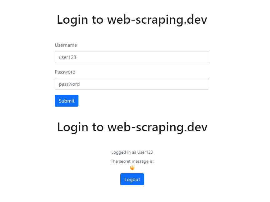 login page on web-scraping.dev
