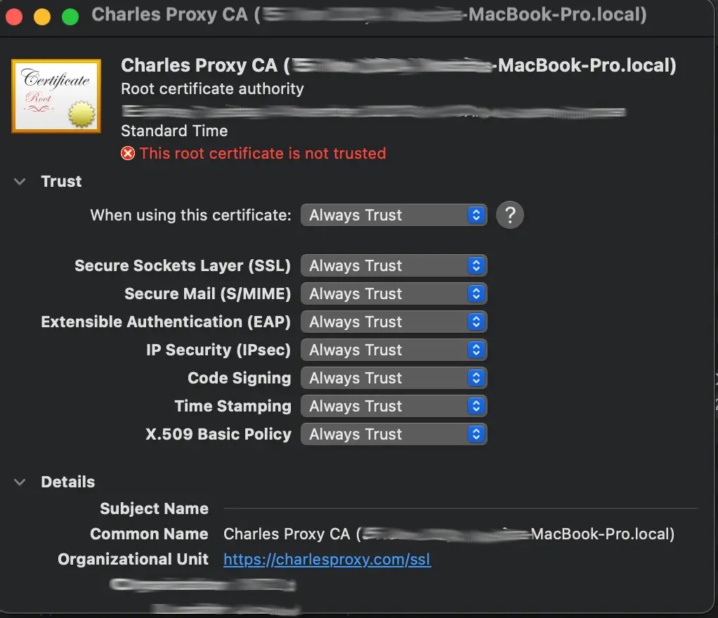 charles proxy certificate trust option