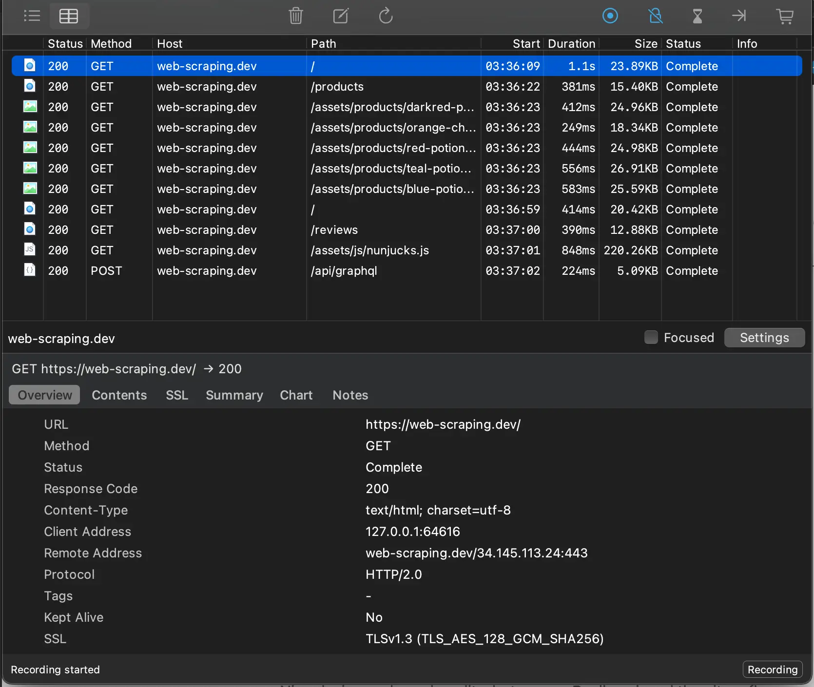 charles proxy web traffic interception page