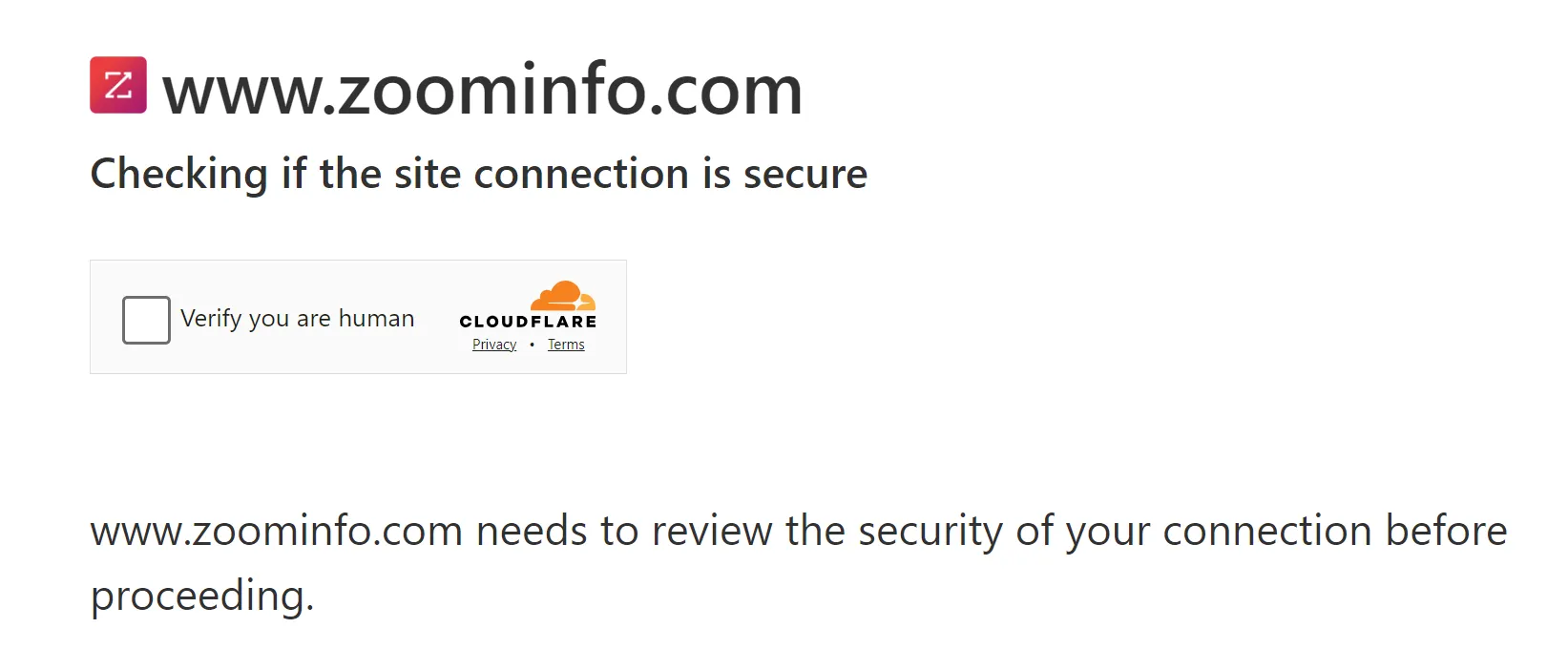 zoominfo cloudflare challenge