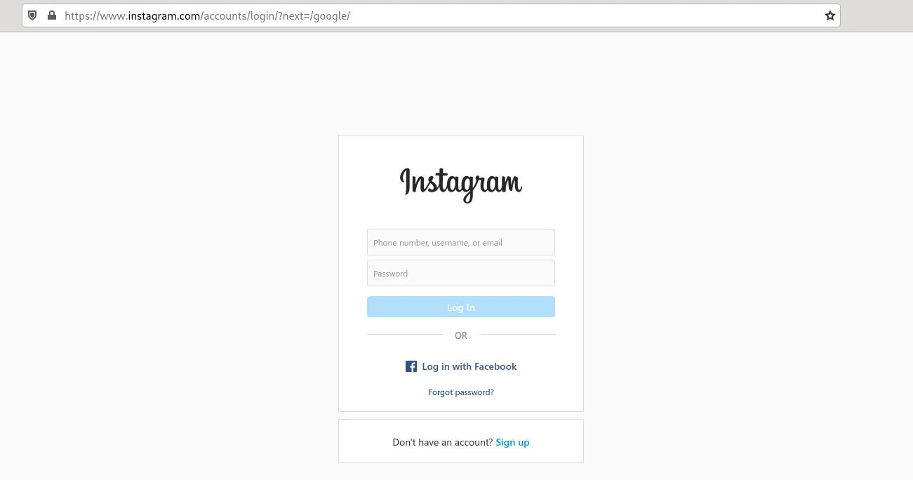 instagram login request screenshot