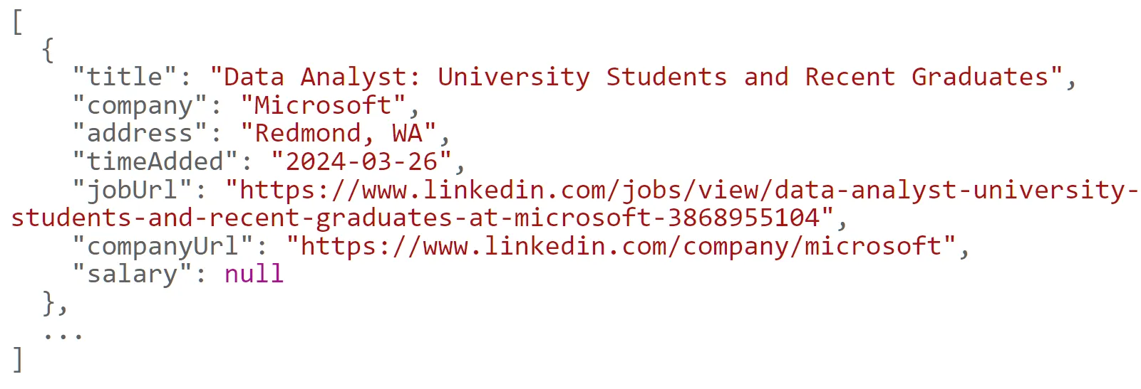 linkedin company page scraper result