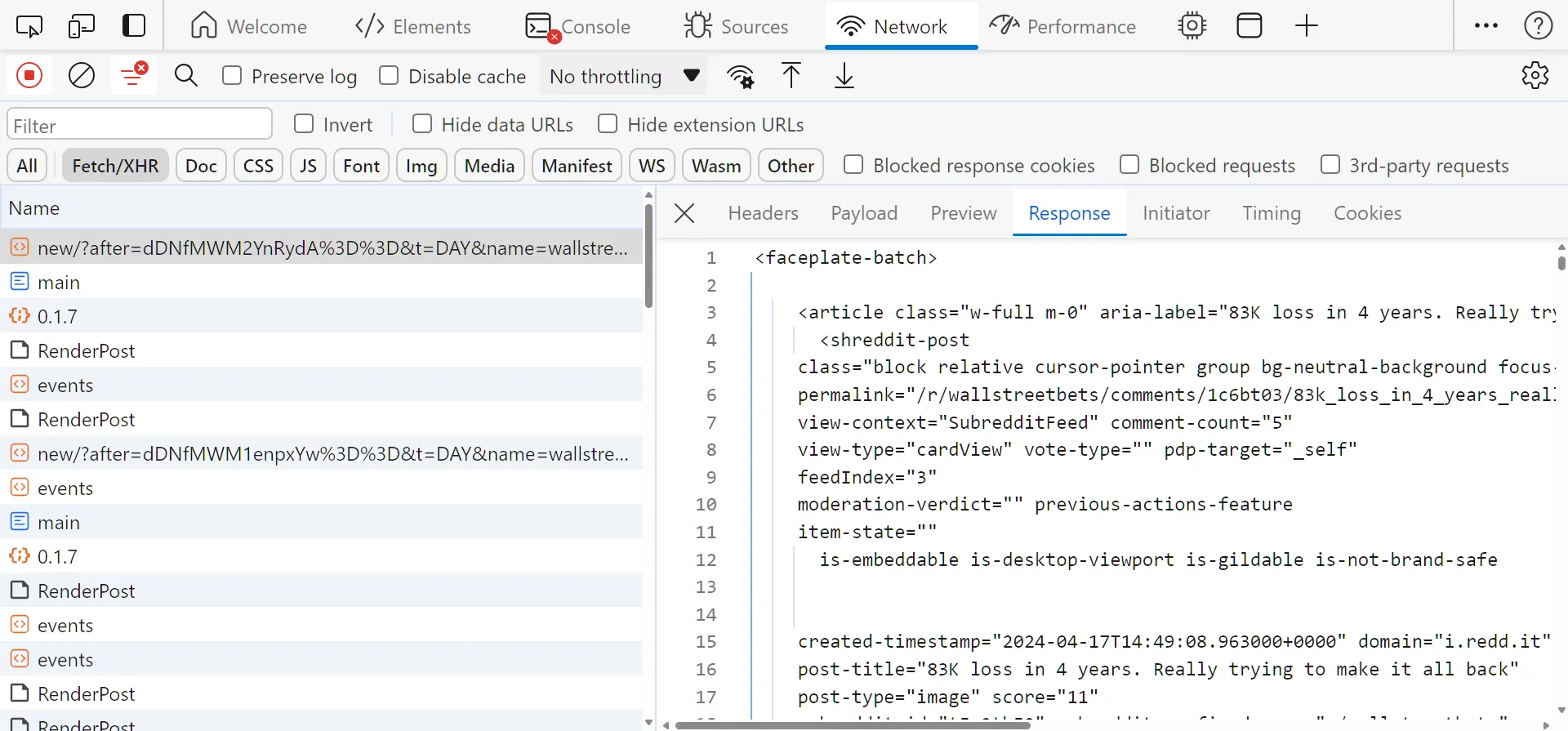 hidden subreddit api response