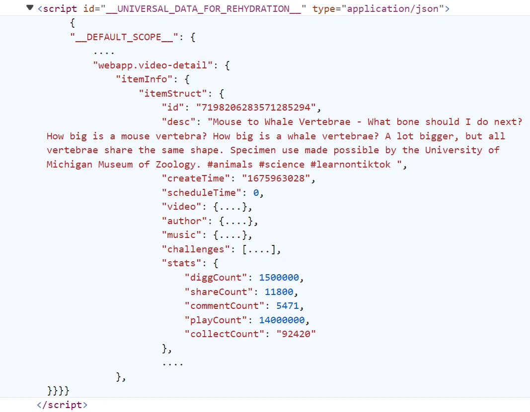 hidden data of tiktok posts