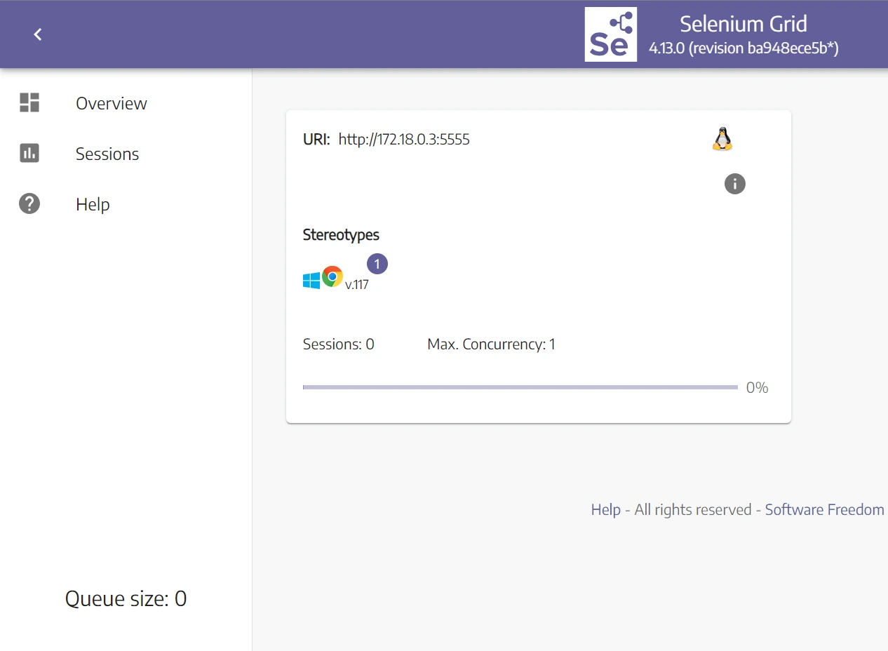 Selenium Grid UI server on the browser